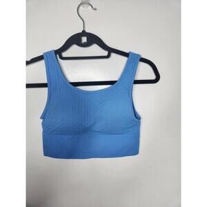 Yogalicious Sports Bra Womens Medium Blue Textured Seamless Clara Yoga Top